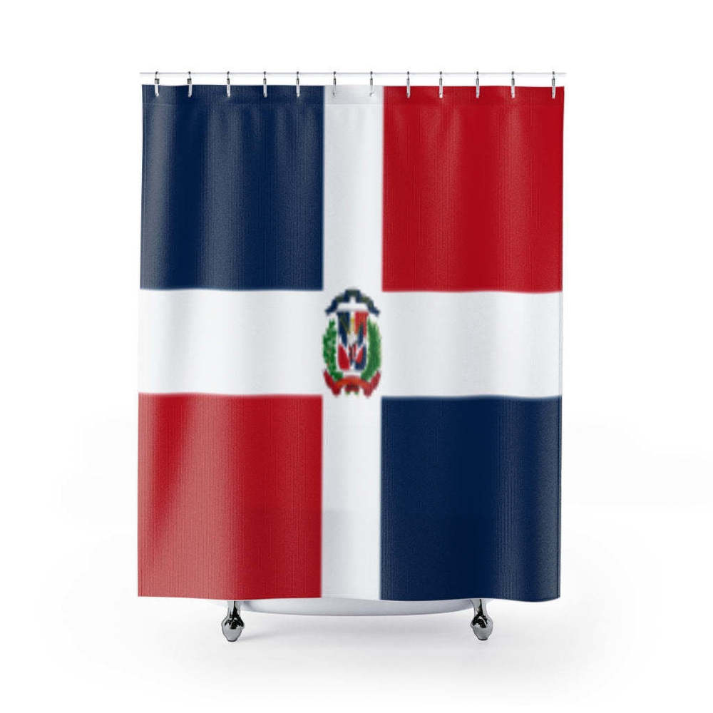 Dominican Republic Flag Stylish Design 71" x 74" Elegant Waterproof Shower Curta